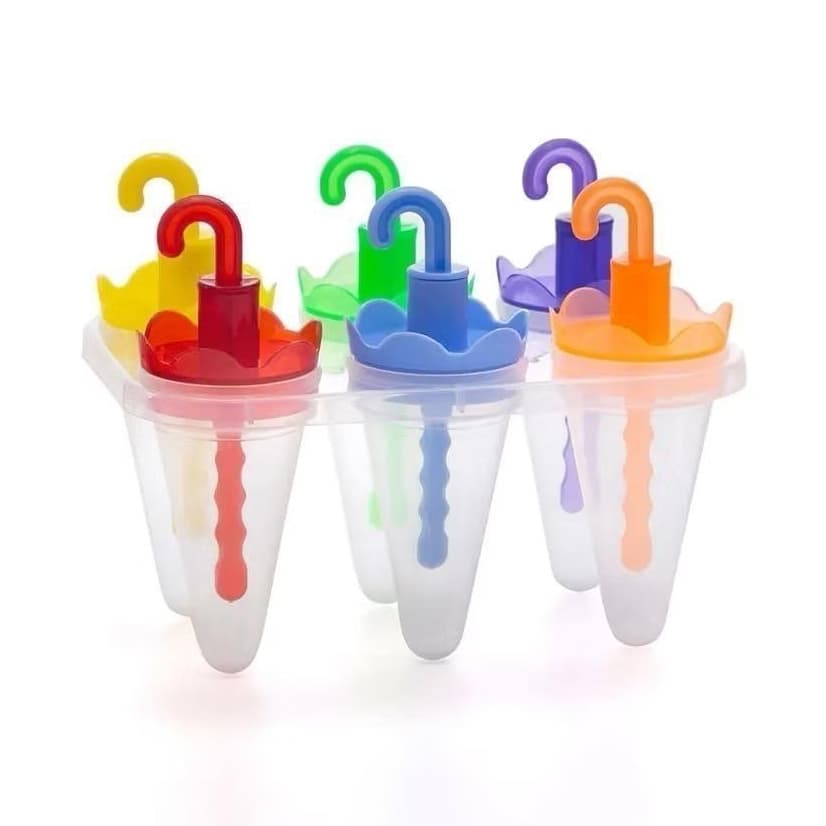 Kit Forma Sorvete Gelinho Picoleteira Faz 6 Picolé Guarda Chuva  Com Suporte
