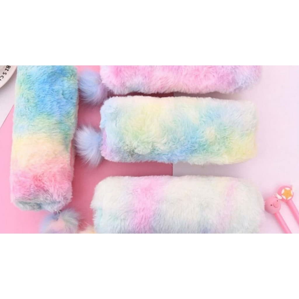 Caixa de Lápis de Pelúcia Kawaii com Zíper para Bolsa de Estudante Feminina