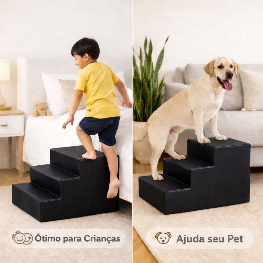 Escada De Espuma Infantil Pet Subir Na Cama Apoio Seguro