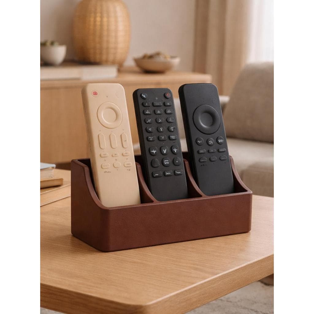 Porta Controle Remoto Organizador de Mesa 3 Divisórias | Suporte para Controles e Acessórios