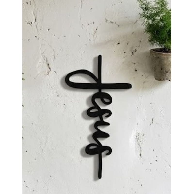 Cruz Jesus Caligráfica 2 em 1 - Decoração de Mesa e Parede