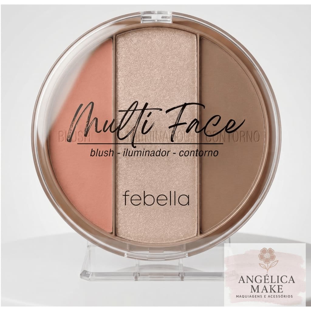Paleta Multifuncional Febella 3 em 1 Contorno, Blush e Iluminador para Maquiagem Profissional