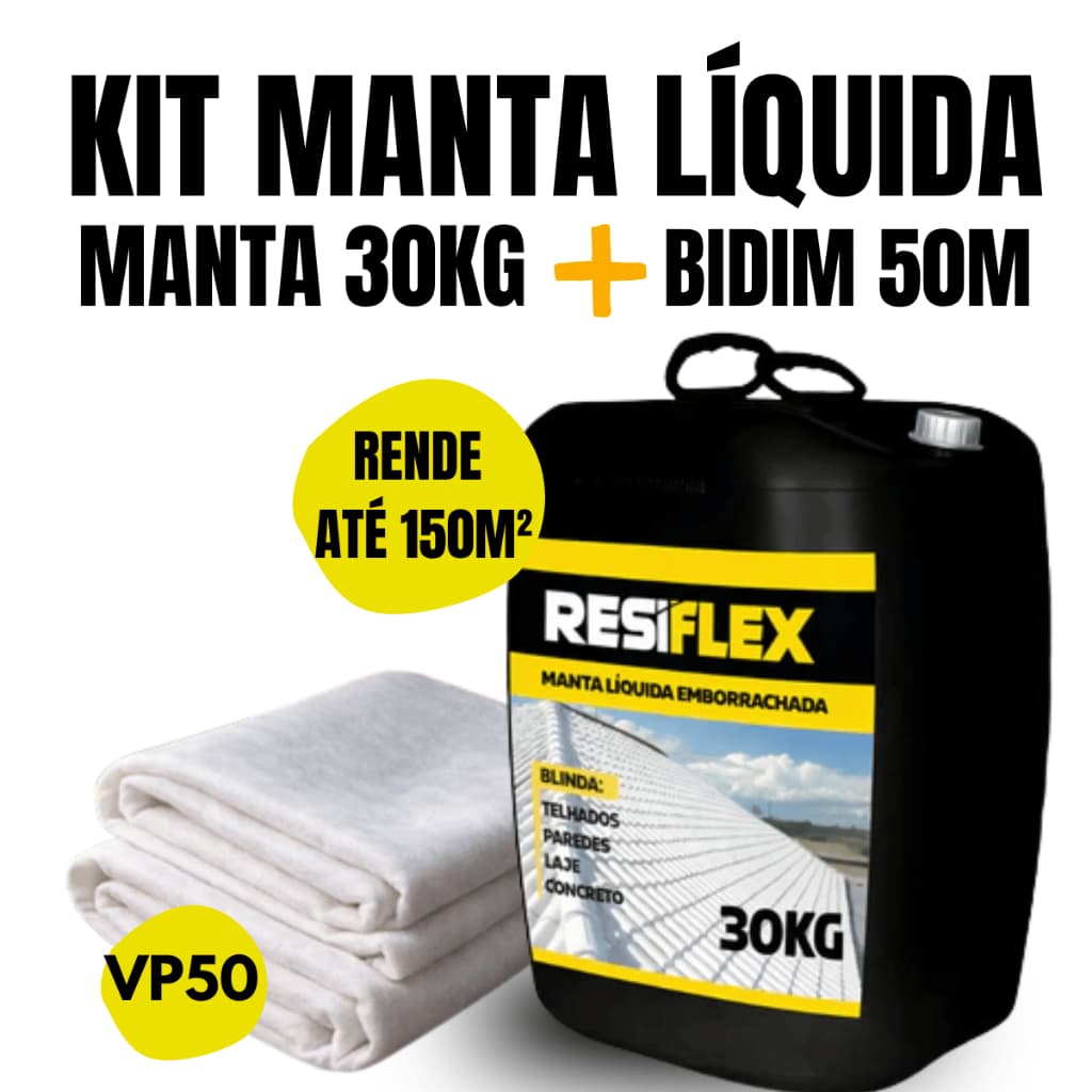 Impermeabilizante para Laje Manta Líquida 30kg + Bidim 50m Telhado Anti Infiltração Profissional
