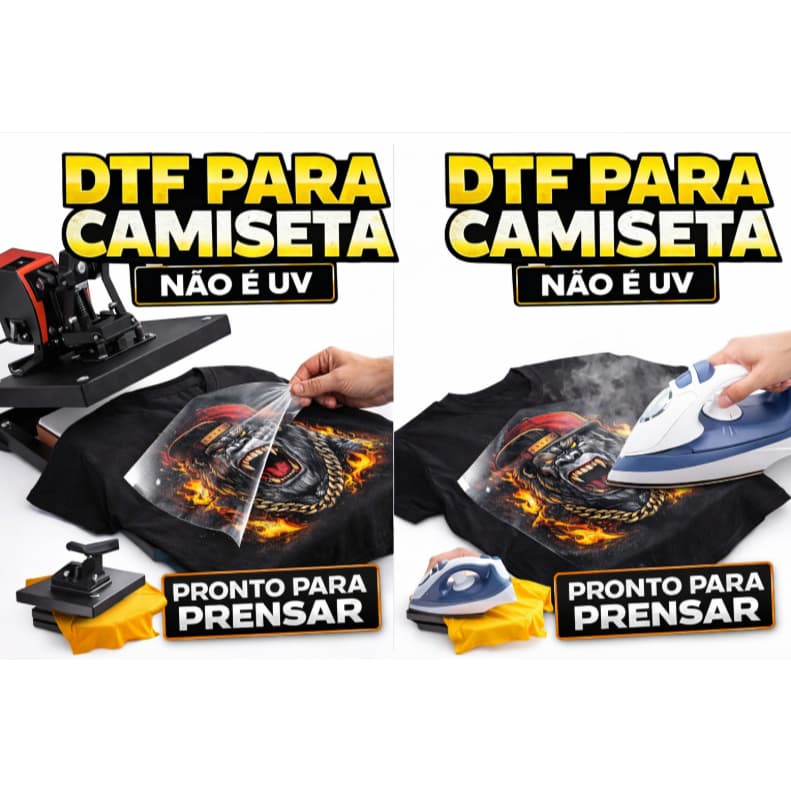 DTF Têxtil Personalizado A5 A4 A3 ou 1 Metro | Pronto para Prensar