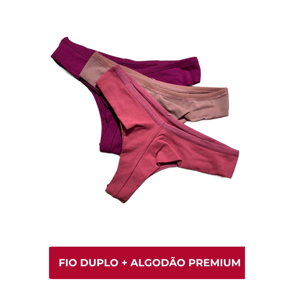 Kit Calcinha Fio Dental Duplo Algodao Não Marca no Corpo Confortável Toque Macio Alta Qualidade Premium