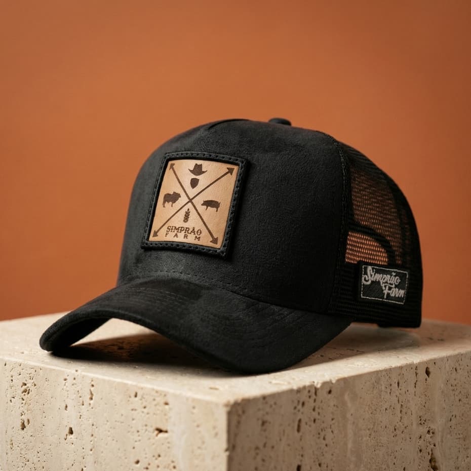 Boné Country Simprão Farm Original Trucker Redinha Masculino Em Camurça Aba curvada Telinha Ajustavel Premium