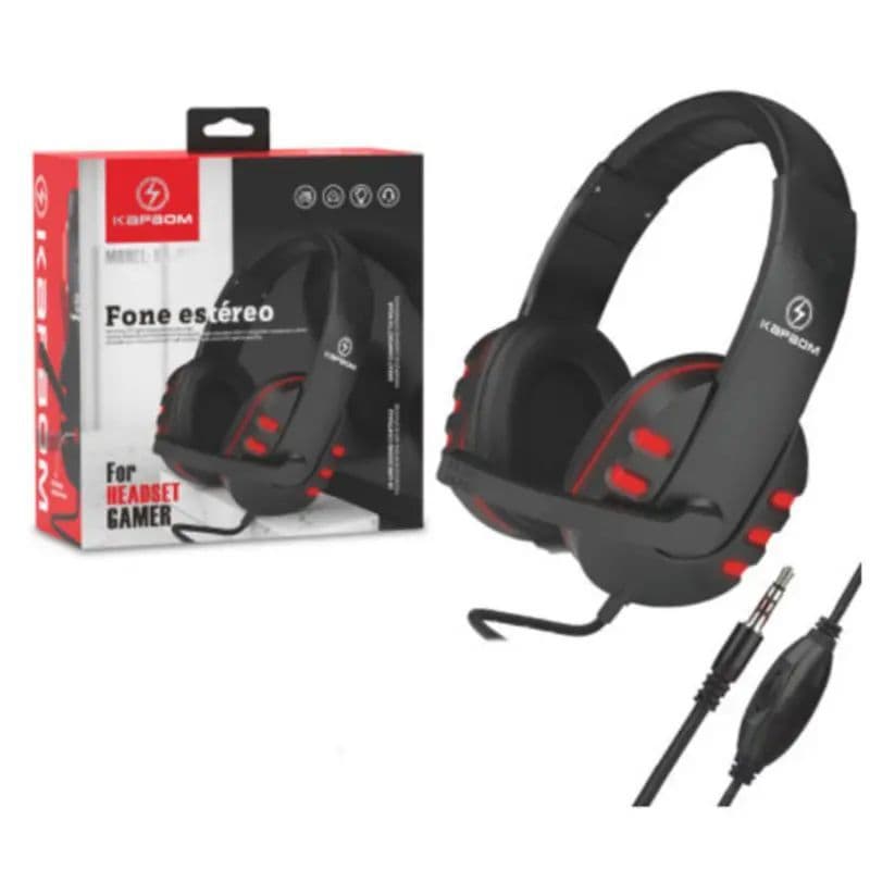 Fone Gamer Kapbom KA-903 com Mic P2 Universal -PS4 Xbox PC e Celular com Grave Forte