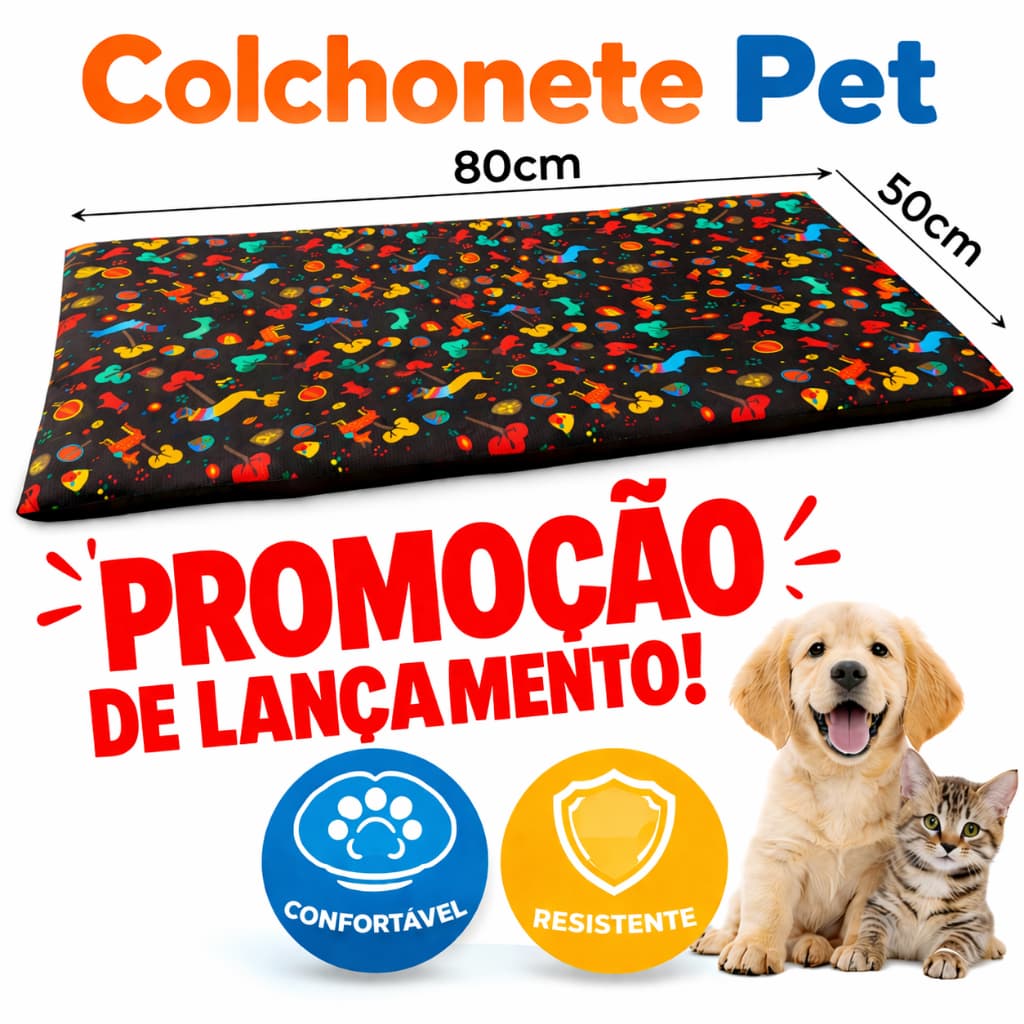Caminha Pet Colchonete Para Cachorro Macia Porte Pequeno A Médio 80 x 50