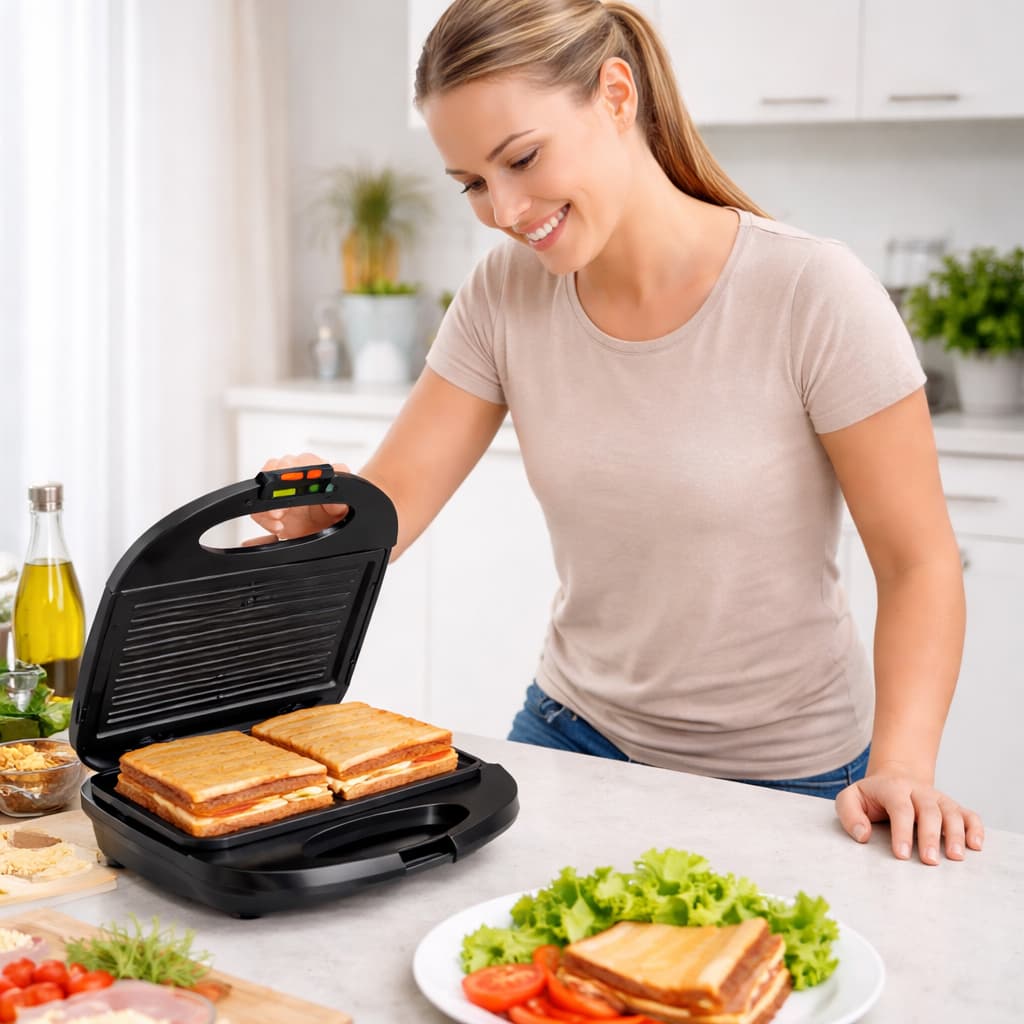 Sanduicheira Grill Elétrica 2 Em 1 Antiaderente Prensa Dupla 750W 127V