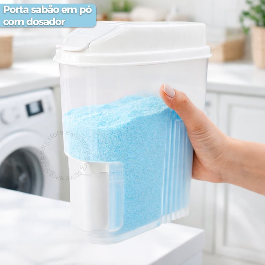 Pote Porta Sabão em Pó Líquido Com Dosador 2kg 1 Ou 2 Unidades Branco Preto Nitron Lavanderia
