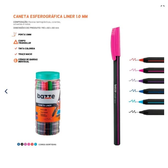 Caneta Esferográfica Bazze Liner 1.0mm