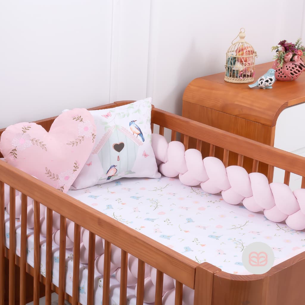 Brubrelel Baby Kit Berço Americano Carinho 4 Peças Menina Baby Bordado Luxo