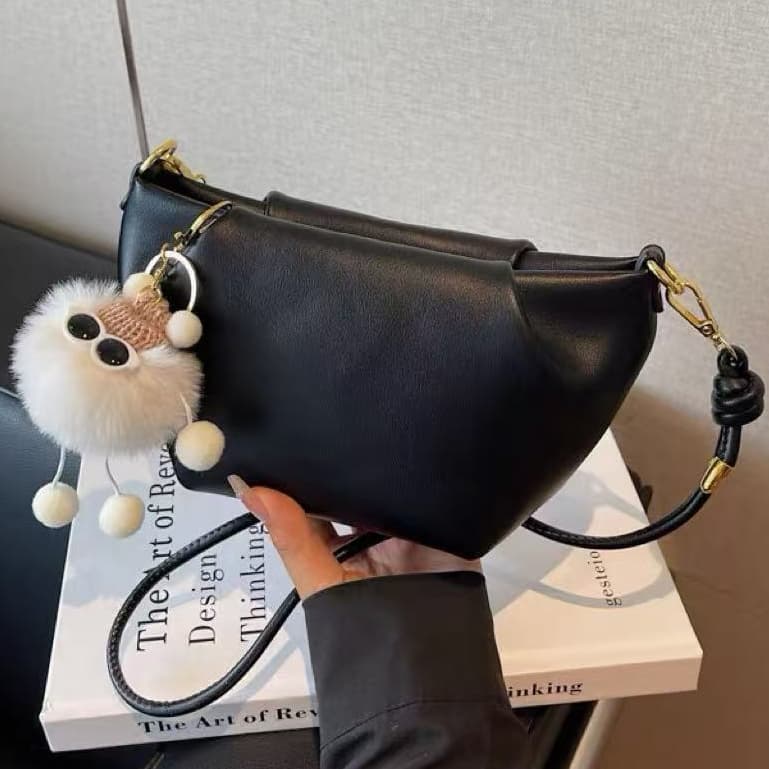 Bolsa feminina estilo dumpling com alça de ombro ajustável, bolsa de ombro/transversal.