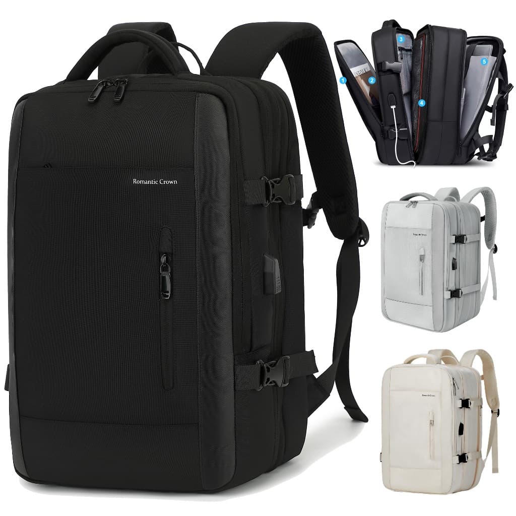 Mochila Viagem Executiva Expansível 45L Impermeável USB Masculina e Feminina Reforçada para Notebook