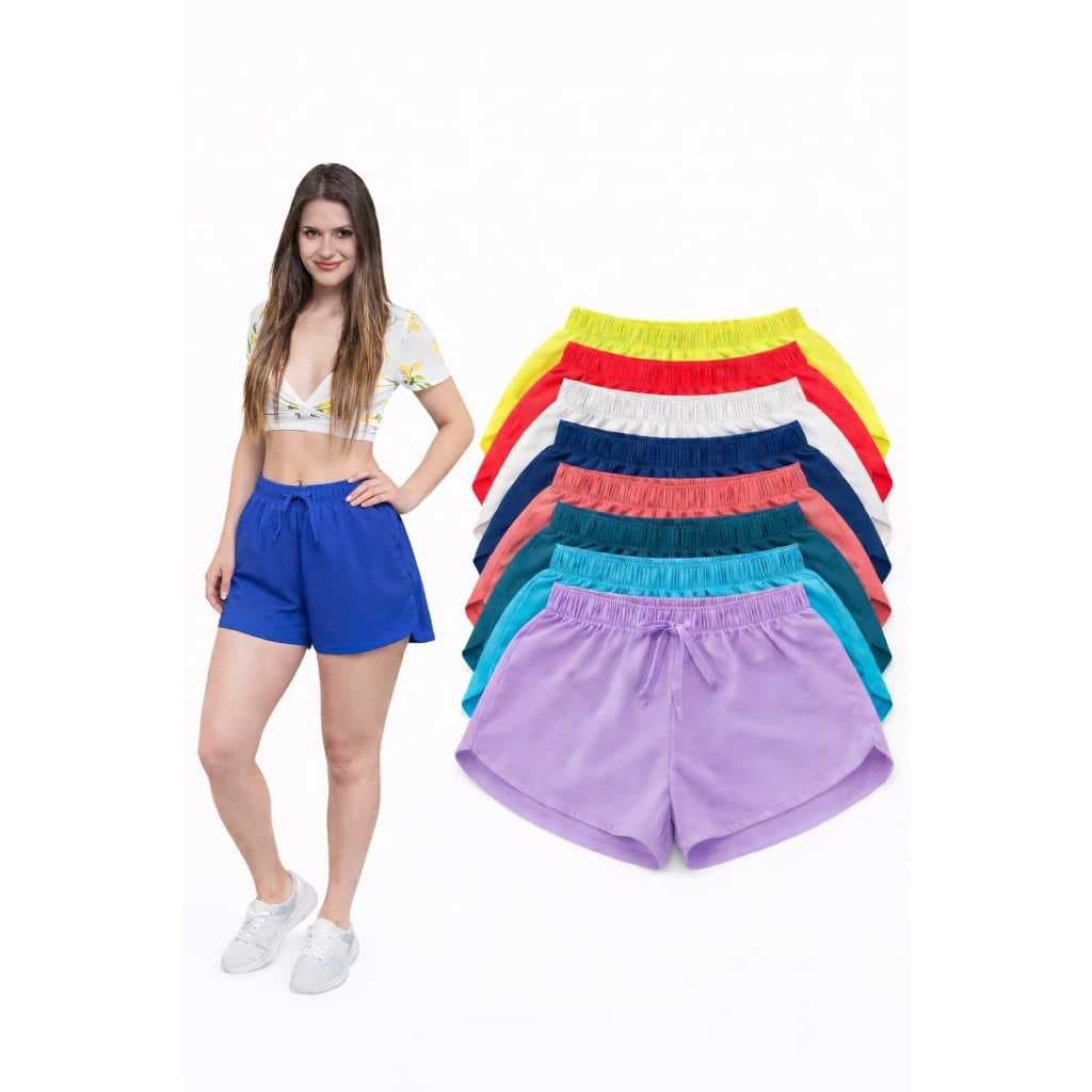 Kit 3 Shorts Feminino Tactel Confortável Academia Praia Verão