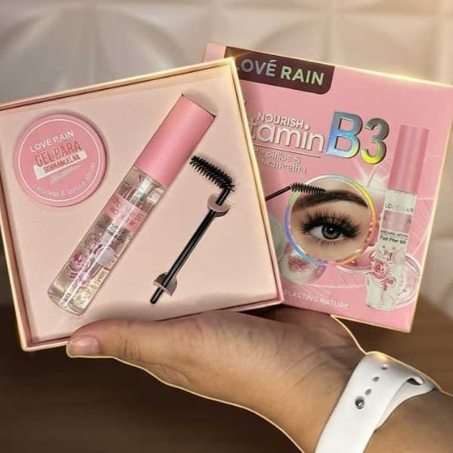 Kit – Gel para Sobrancelhas + máscara de cílios  Vitamin B3 para Cílios & Sobrancelhas + Escovinha