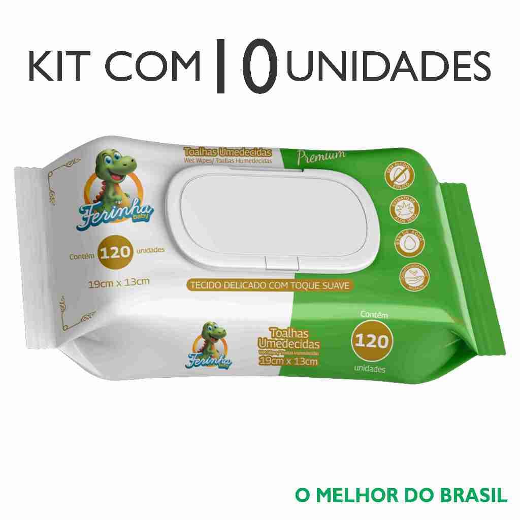 KIT 10 PACOTES DE LENÇOS UMEDECIDOS INFANTIL ATACADO COM FLIPTOP