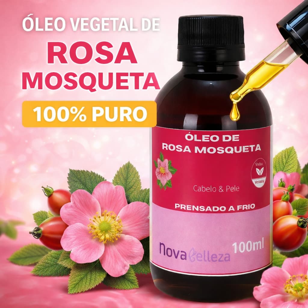 Óleo Vegetal de Rosa Mosqueta 100% Puro Umectação Cabelos e Pele