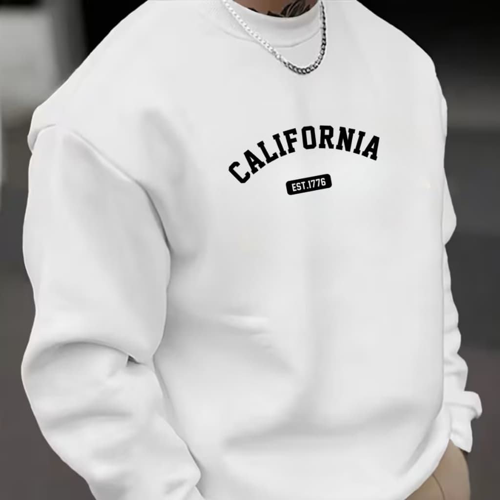 Moletom masculino feminino Casaco California Streetwear Unissex Blusa de Frio blusão branca, branco estampado liso