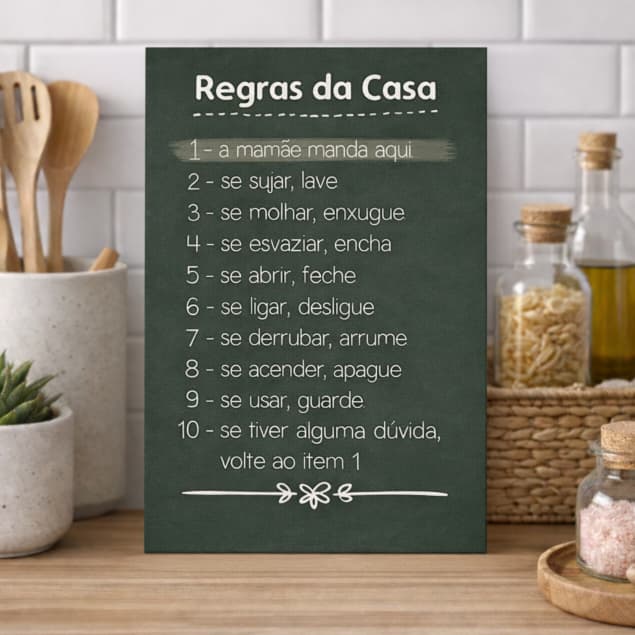 Placa Decorativa Regras Da Casa, Sala, Cozinha, Quarto Decoração Quadro Frases Casa decorativas, mdf