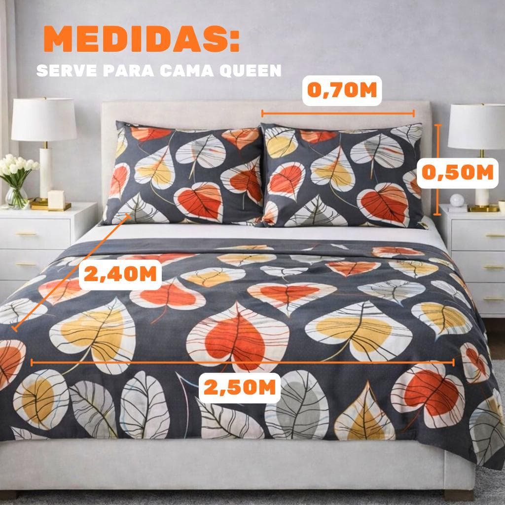 Jogo de COBRE LEITO  Lençol 4 Peças 400 fios Tamanho Queen luxo premium, Estampas LUXUOSA
