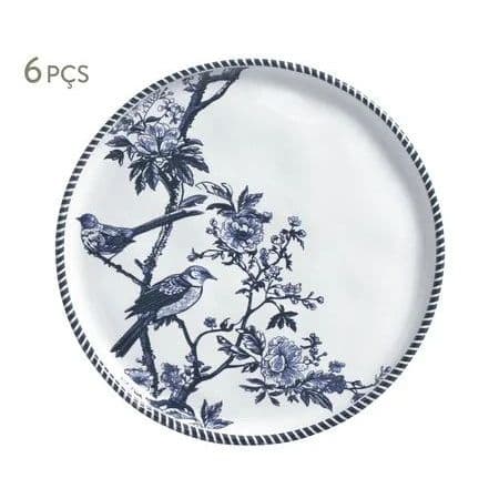 Jogo de Pratos para Sobremesa Bio Rouxinol Floral