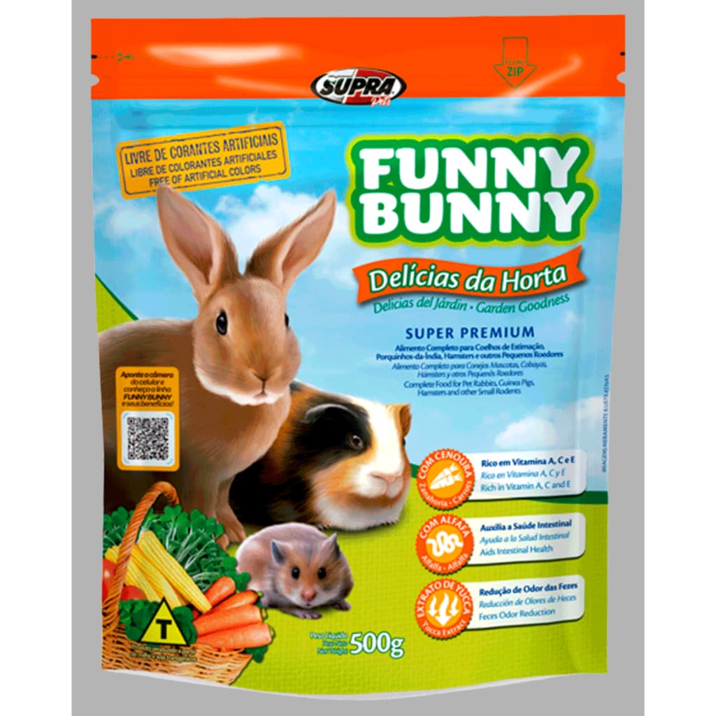 RAÇÃO PARA COELHOS E ROEDORES FUNNY BUNNY DELÍCIAS DA HORTA - 500G.