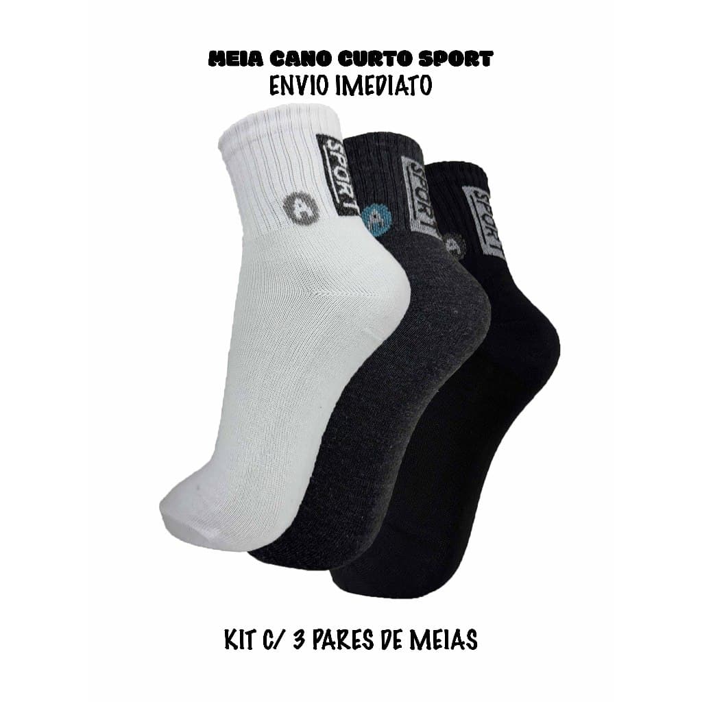 Kit 3 Meias Cano Curto Sport Originais