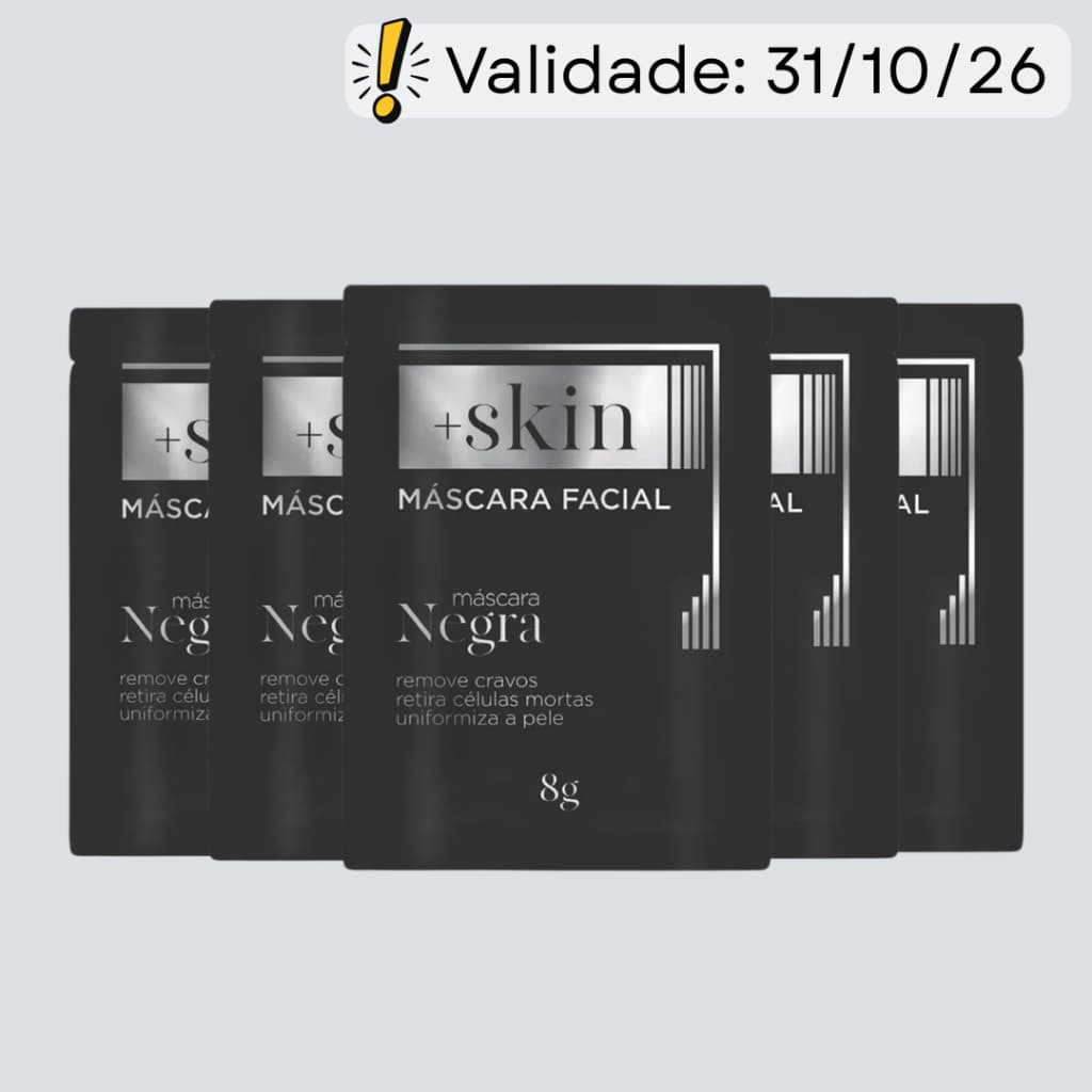 Kit Máscara Facial Negra Removedora De Cravos 8g - Mais Skin | Validade: 31/10/26