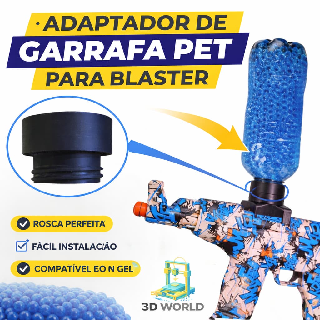 Adaptador de Garrafa PET para blaster Lança Bolinhas De Gel Elétrica Arminha de gel AK47 MP5