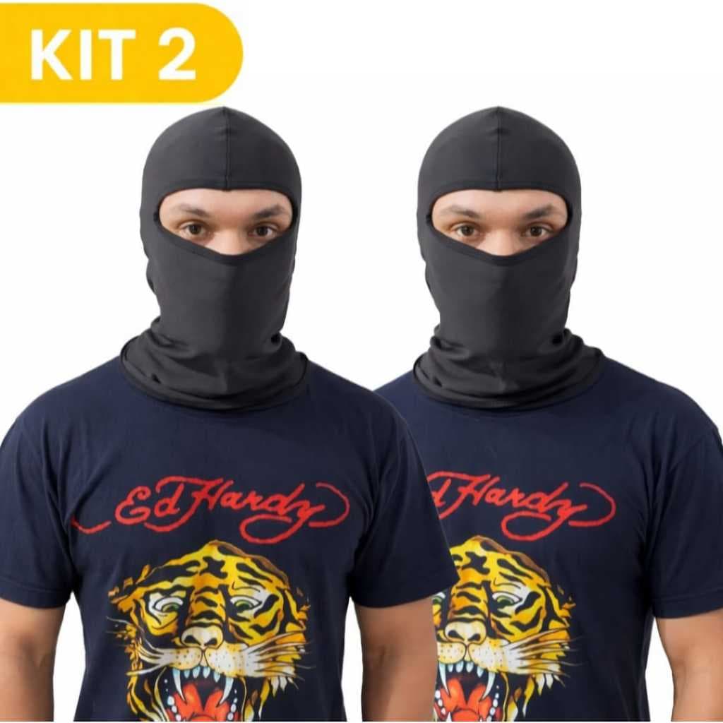 Kit 2 Balaclava Touca Ninja Preta Proteção Solar Térmica moto Motoqueiro Motoboy inverno