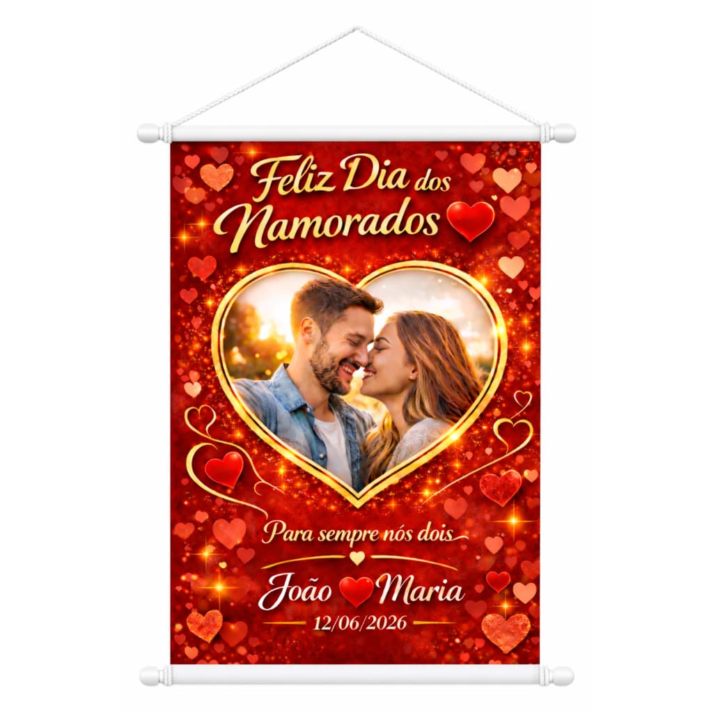 Banner Dia Dos Namorados Personalizado Nomes Fotos Casal 80x60cm
