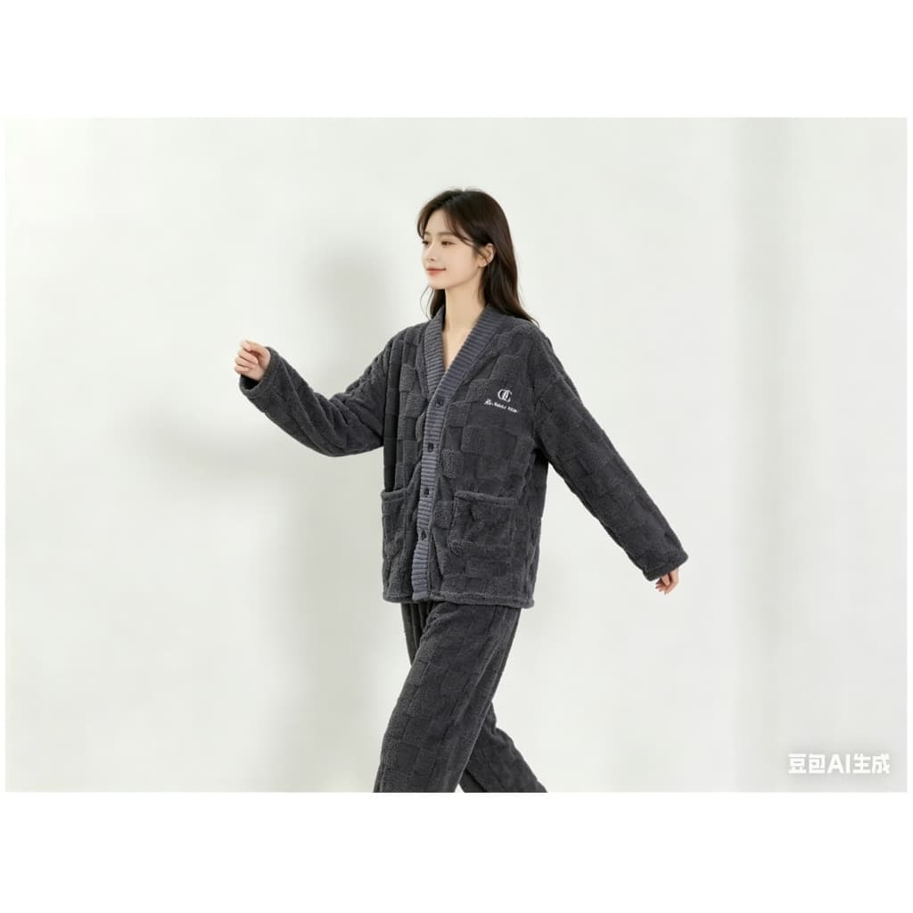 Pijama Feminino Soft Peluciado Com Botões Inverno Conjunto Perfeito Para Noites De Sono