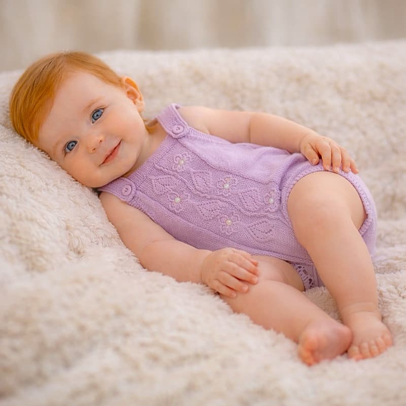 Body Bebê Luxo Modal Tricô Bordado com Pérolas Tam M 3-6 Meses Delicado Elegante