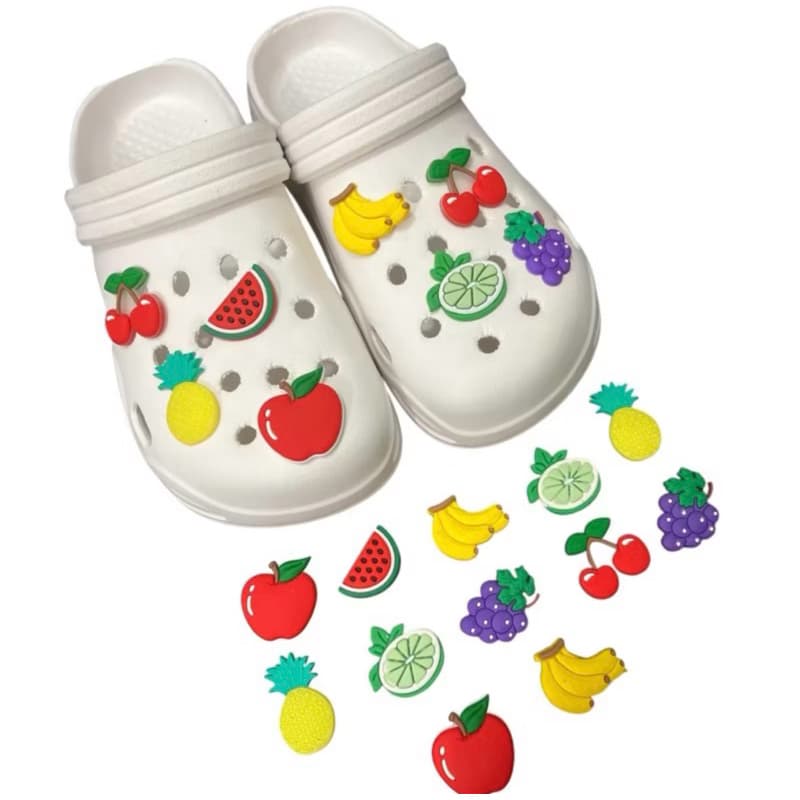 Kit 6 a 10 Pins/Bottons Para Sandália Babuche Adulto e Infantil - Frutas Sortidas