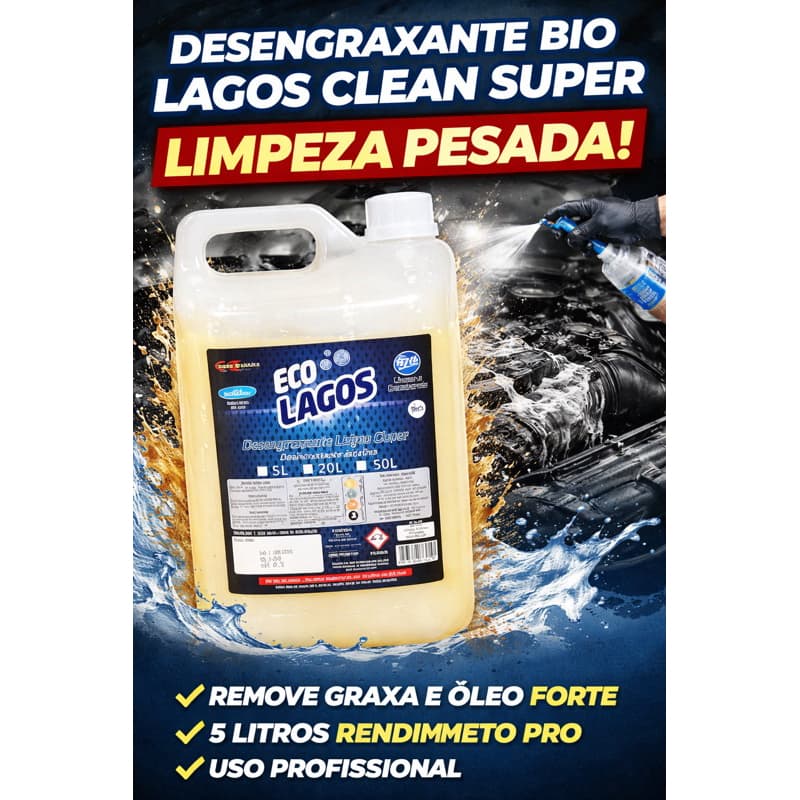 Desengraxante Automotivo Bio Lagos Clean Super 5L Profissional Remove Graxa Óleo Motor Limpeza Pesada