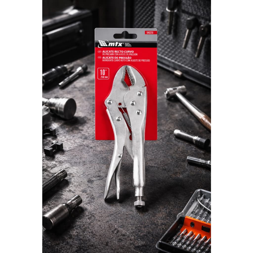 Alicate de pressão mordente curvo reto aperto prolongado 10 pol. 250 MM MTX
