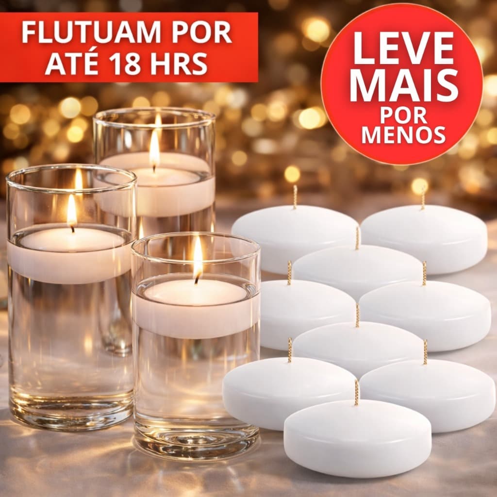 VELAS FLUTUANTE BRANCA DECORAÇÃO PISCINA FLUTUAM CASAMENTO 18 HORAS FESTAS