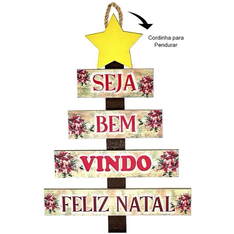 Enfeite Placa decorativa Feliz Natal Boas Festas