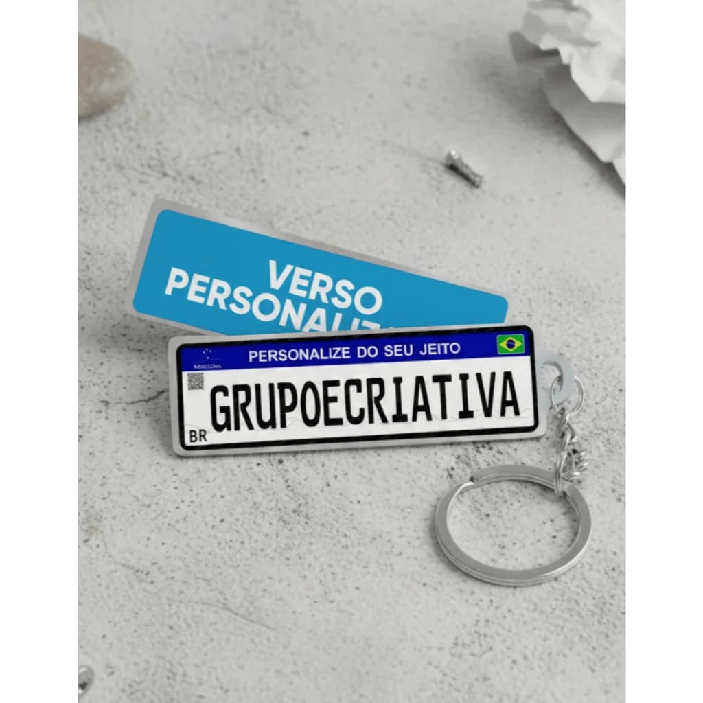 Chaveiro Placa Carro Frente Sem Resina  Frente e Verso - 05 unidades