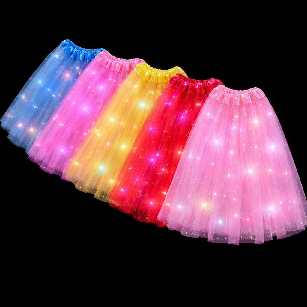 Saia Tule Led Pisca Glitter Festa Bailarina Criança Menina Infantil