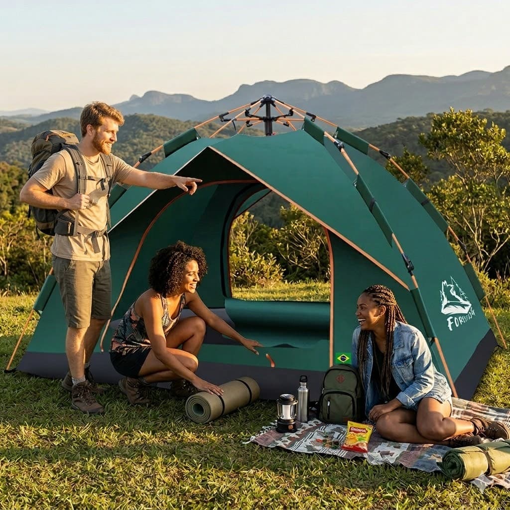 Barraca Camping Automática 2 - 3 Pessoas Impermeável 2000mm Resistente com Proteção UV