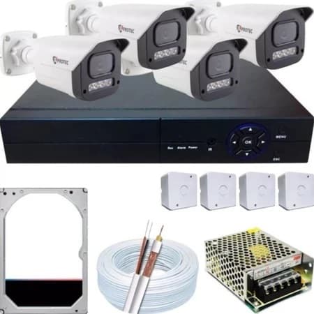 Kit 4 Cameras Segurança Full Color Jl Protec Dvr 4ch Hd 500g completo
