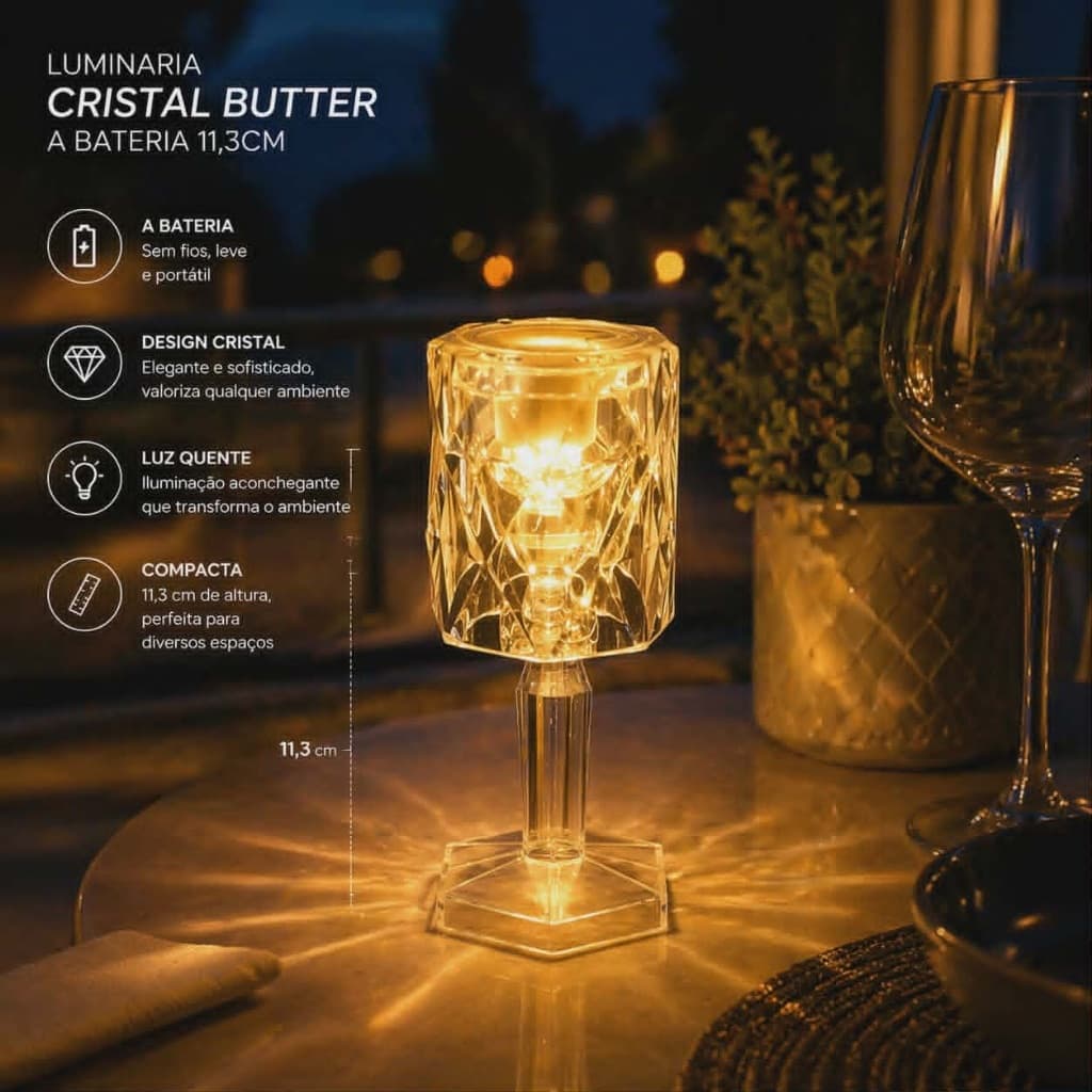 LUMINARIA CRISTAL - MINI LUMINARIA ILUMINAÇÃO DECORAÇÃO PARA CASA LUMINARIA DE MESA BALCÃO
