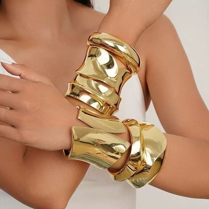 Pulseira Bracelete Feminina Larga Dourada Aço Inoxidável Anti-DesbotamentoNãoEnferruja AltaQualidade