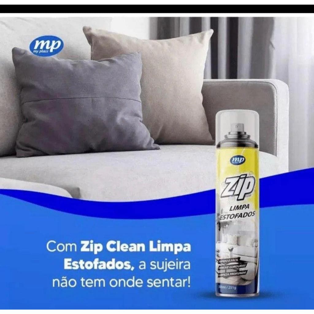 Limpa Estofados Spray Espuma Removedor de Manchas Sofá Carro Tapete Limpeza Profunda Zip
