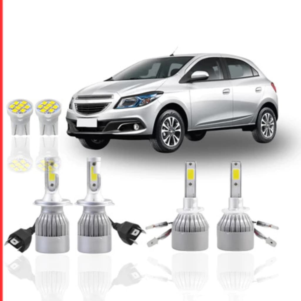 Kit Lâmpada Led Chevrolet Ônix 2012 a 2016 (Farol Baixo Alto Milha e Farolete) H4 H27 T10 Lâmpada Super Led Ultra Led