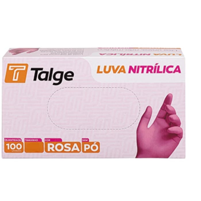 Luva Descartável Rosa Pink Com Pó 100 Unidades