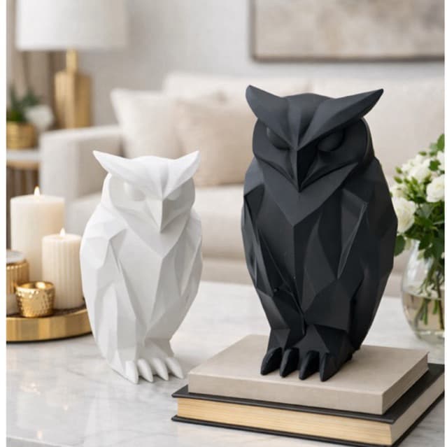 Coruja Sentinela – Escultura Geométrica em Impressão 3D
