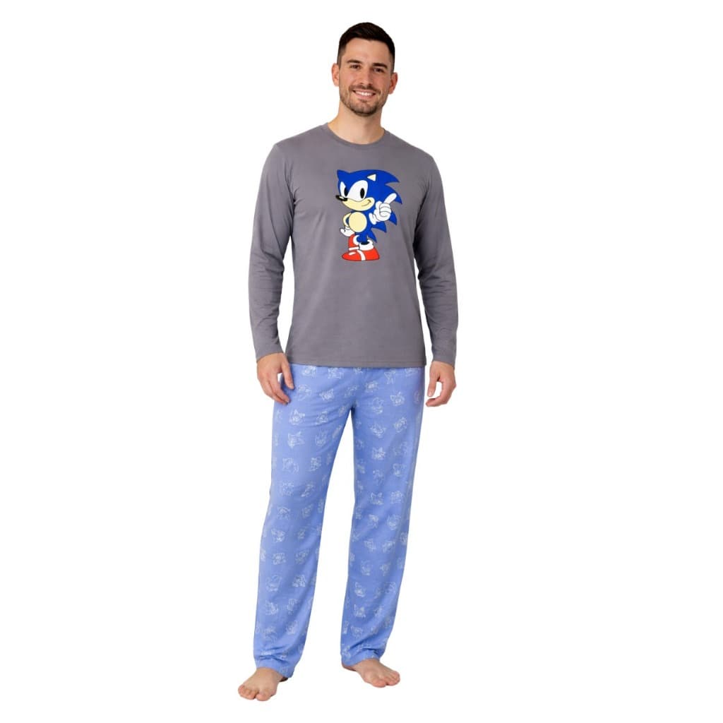 Pijama Masculino Longo Inverno Linha Noite Personagens Divertidos Conjunto Manga Longa e Calça Malha Confortável
